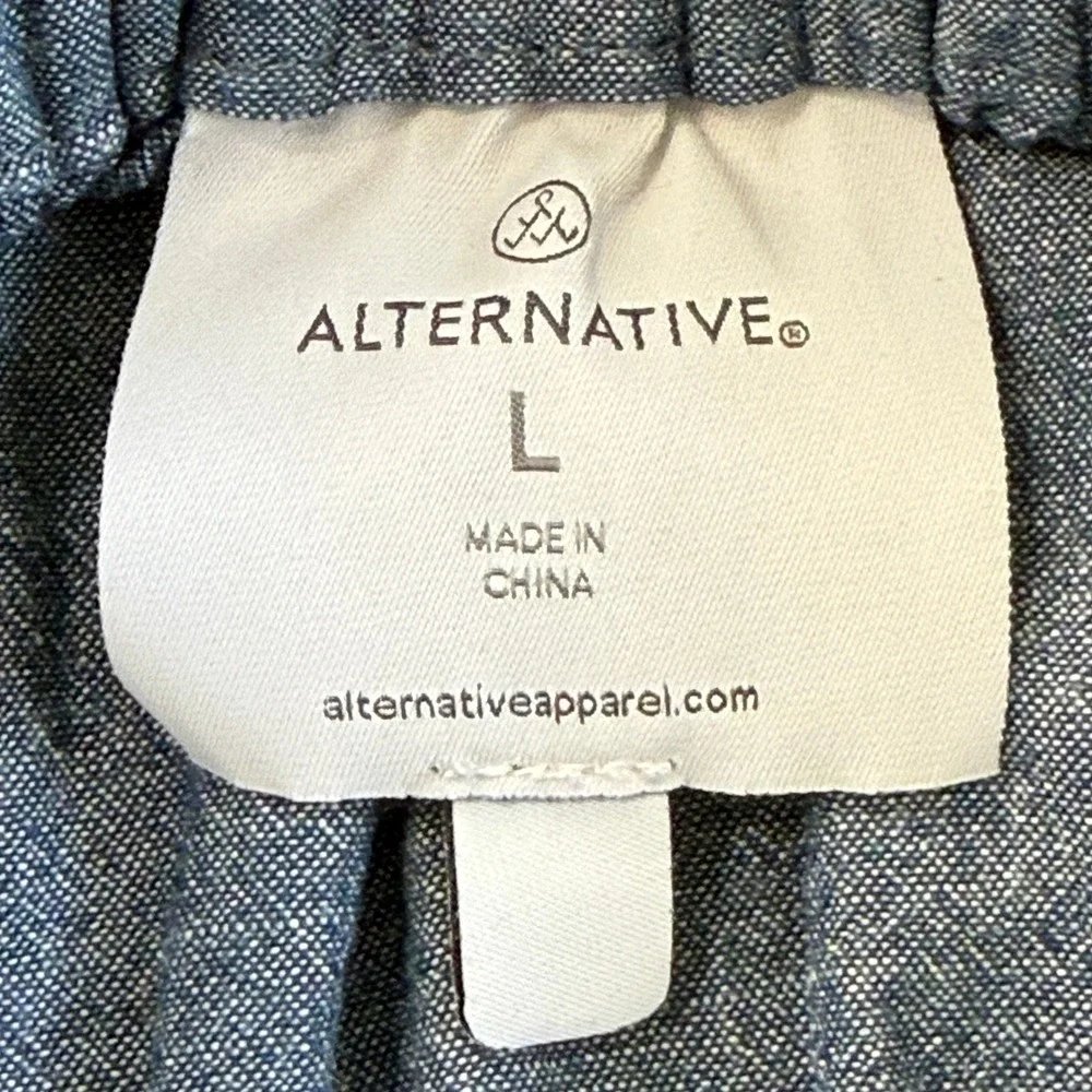 Alternative Apparel Chambray Mini Skirt Womens L Blue Cottagecore Boho‎ Pockets